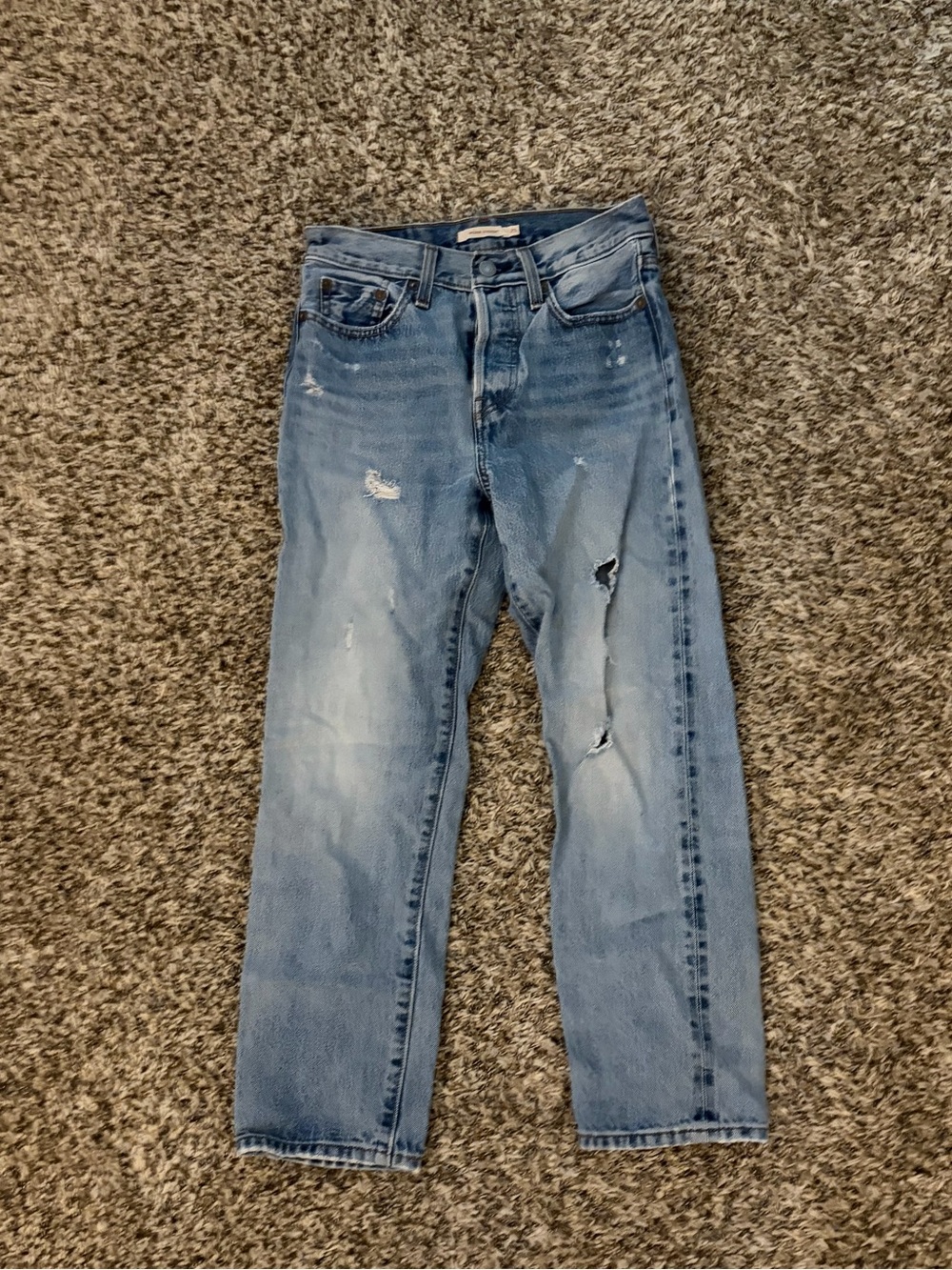 Levi's Light Blue Distressed Straight Leg Jeans